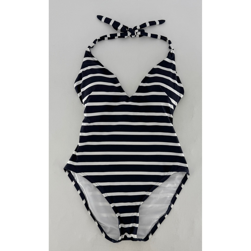 NWT LOFT Beach Striped Halter‎ One Piece Swimsuit Sz Sm Nautical Preppy Beach